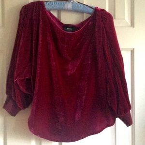 Anthro Fuschia velvet top